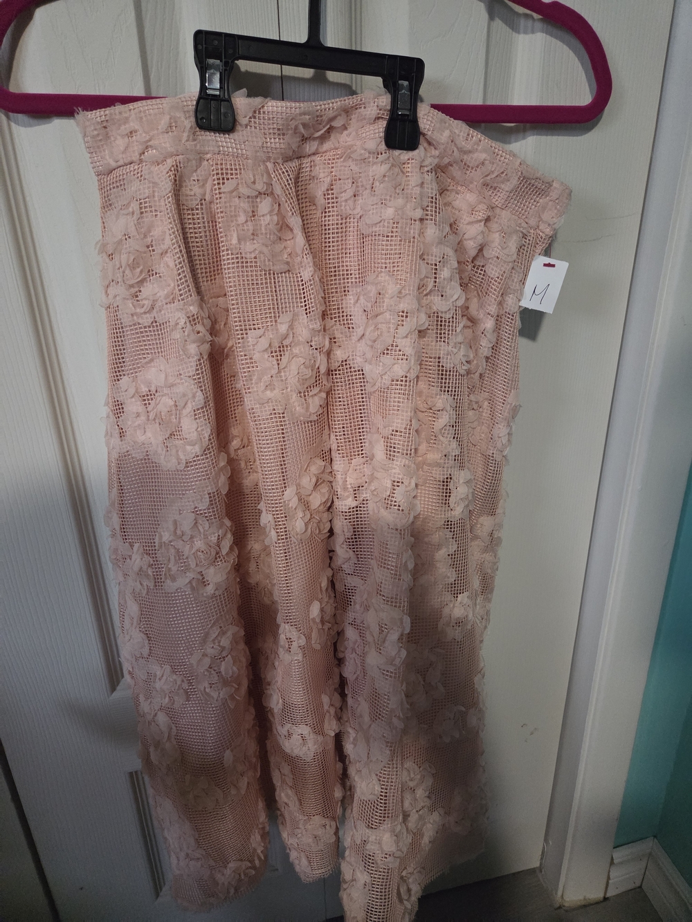 H&M Blush Pink A-Line Floral Lace Skirt